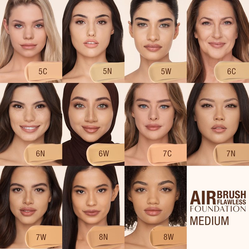 Charlotte Tilbury Airbrush Flawless Matte Foundation - Full Coverage Liquid Makeup with a Natural-Matte Finish - Smoothes & Blurs Pores - Waterproof & Transfer Resistant - 5 Warm