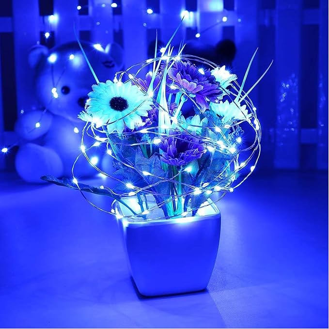 Joomer Fairy String Lights 33FT 100 LEDs Plug in Fairy Lights Indoor Copper Wire String Light DIY for Bedroom, Parties, Wedding, Christmas, Outdoor, Indoor Decoration (Blue, Non-Connectable)