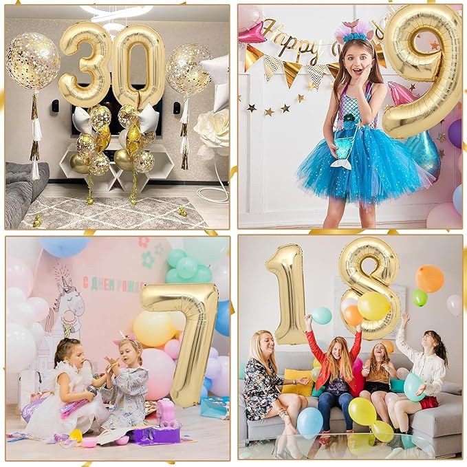 40 inch White Gold Number Balloon Giant Foil Helium Balloons Champagne Gold Number 4 Balloon for 4th Birthday Party Decorations