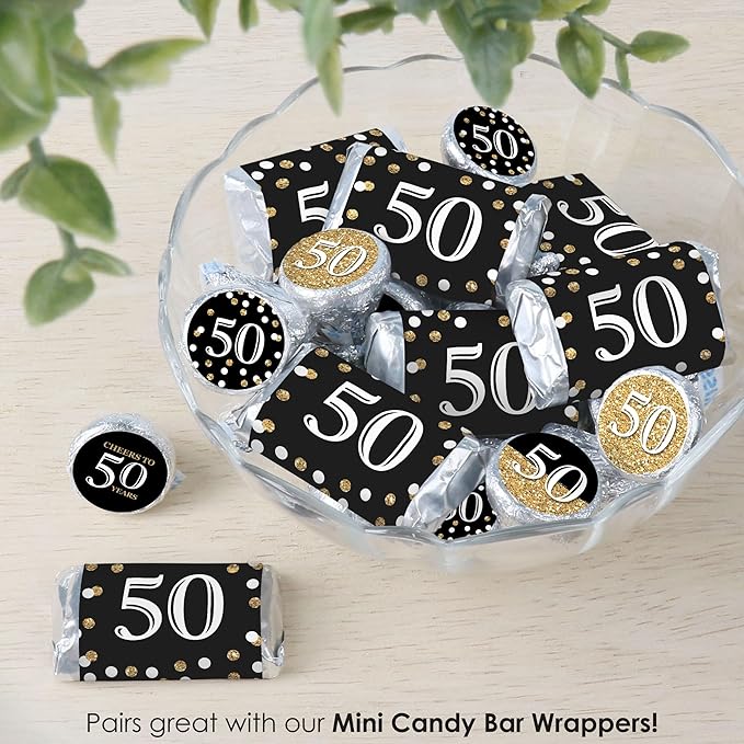 Big Dot of Happiness Adult 50th Birthday - Gold - Birthday Party Small Round Candy Stickers - Party Favor Labels - 324 Count