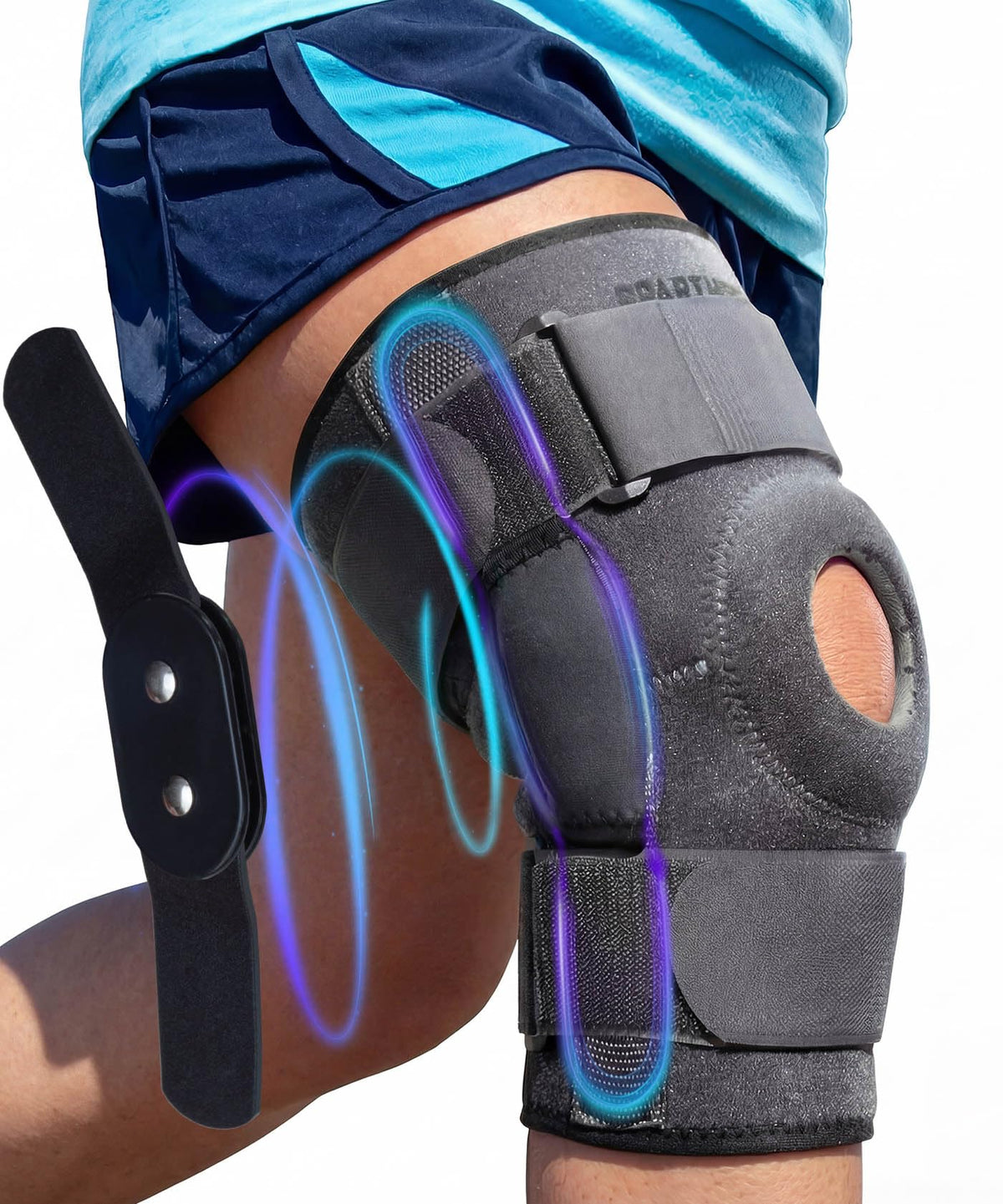 Sparthos Knee Brace - Heavy-Duty Hinged Support for ACL, MCL, Meniscus Tear, Arthritis, Tendonitis Pain - Open Patella - 4-Strap Adjustable, For Men and Women, Check Size Chart (Medium, 12½-15½″ Thigh)