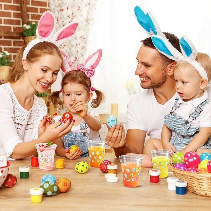 100 Pcs Easter Plastic Cups, 16 Oz Colorful Eggs Disposable Clear Party Cups for Spring Easter Party Decoration Supplies Cold Drinking Beverage Ice Cream Snacks
