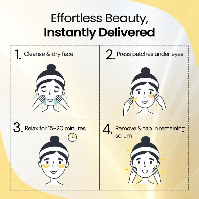 LA PURE 24k Gold Under Eye Patches for Puffy Eyes and Dark Circles, Revitalizing & Non-Irritating Anti Aging Eye Masks with Hyaluronic Acid & Collagen - Dermatologically Tested - 15 Pairs Eye Gel Pads
