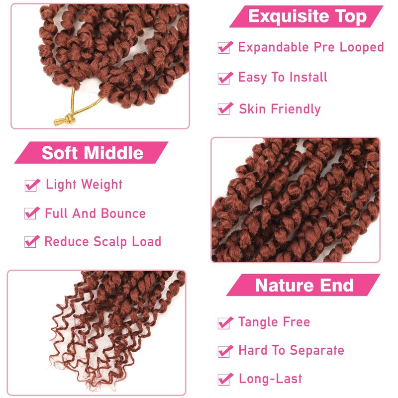9 Packs Passion Twist Crochet Hair 18 Inch Pre-twisted Passion Twist Hair Pre Looped Crochet Passion Twist Hair Bohemian Passion Twist Crochet Hair for Women Girls and Kids (18Inch,1B)