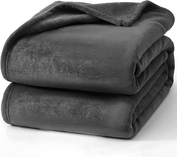 Hansleep Fleece Queen Blanket for Bed Fleece Charcoal, Queen Size Super Soft Flannel Fuzzy Plush Cozy Blanket for All Seasons, Charcoal, Queen 90x90 Inches