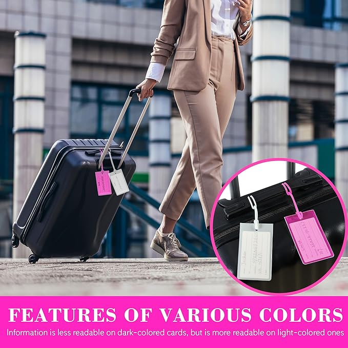 50 Pack Luggage Tags for Suitcases, Airplane Travel Essentials for Flying, International Travel Must Haves, and Luggage Accessories by Sodsay