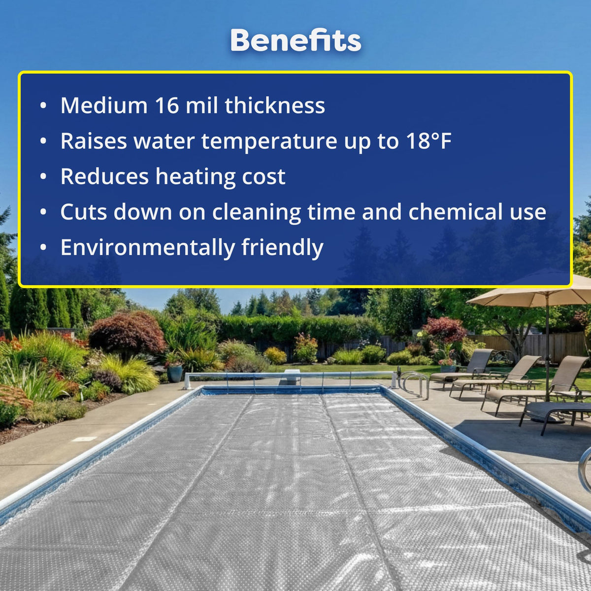 In The Swim 18' Ultra Silver Round Solar Pool Cover 16 Mil for Solar Heating Above Ground Pools and Inground Pools