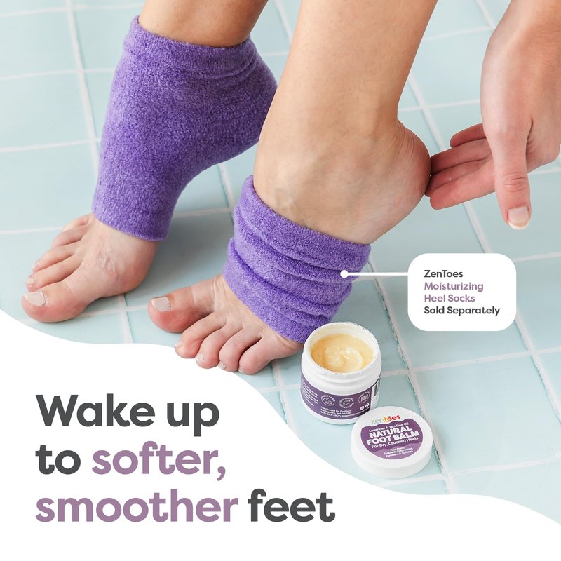 ZenToes Natural Foot Balm | Hydrating Cream for Dry, Cracked Heels & Feet | Enriched with Coconut, Tea Tree, Jojoba & Vitamin E Oils | Soothes & Softens Rough Skin | 2oz