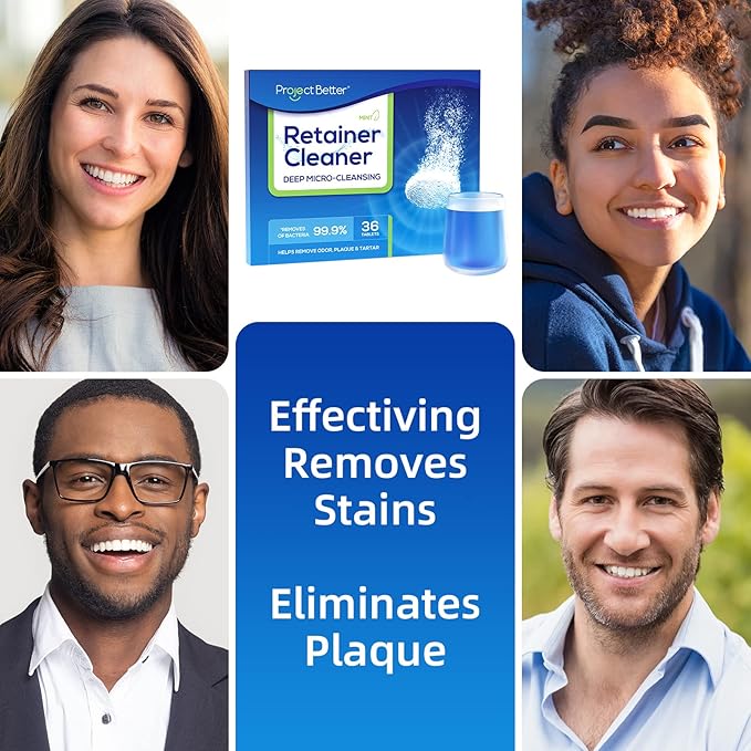 Retainer Cleaner Tablets & Denture Cleaning Tablets for Dental Appliances and Night & Mouth Guard.(36 Counts