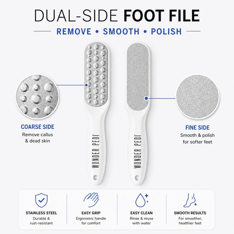 Callus Remover - Three Minutes Quick Fix- Foot File Rasp - Instant Foot Exfoliating Softener Peel Spray, Heels Callus Scrubber File - Home Spa Pedicure Treatment. Wonder Pedi