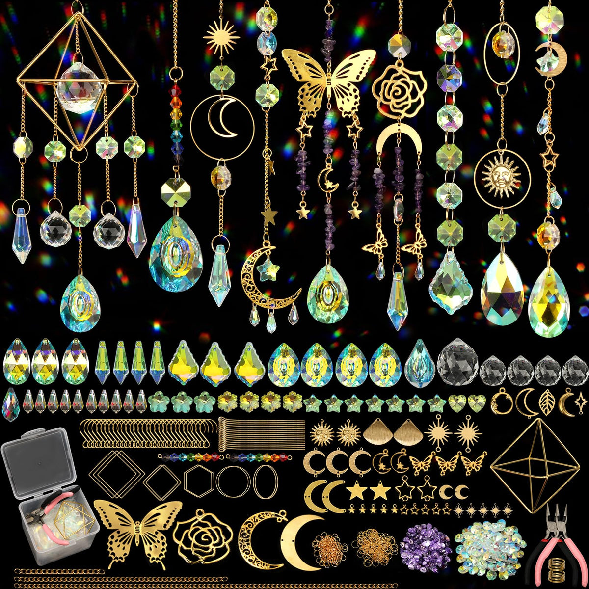 800 PCS DIY Suncatcher Kit Crystal Suncatchers for Windows Hanging Sun Catcher Kits for Adults Suncatcher with Crystals Rainbow Maker for Indoor Window Garden Christmas Decor Wedding Home