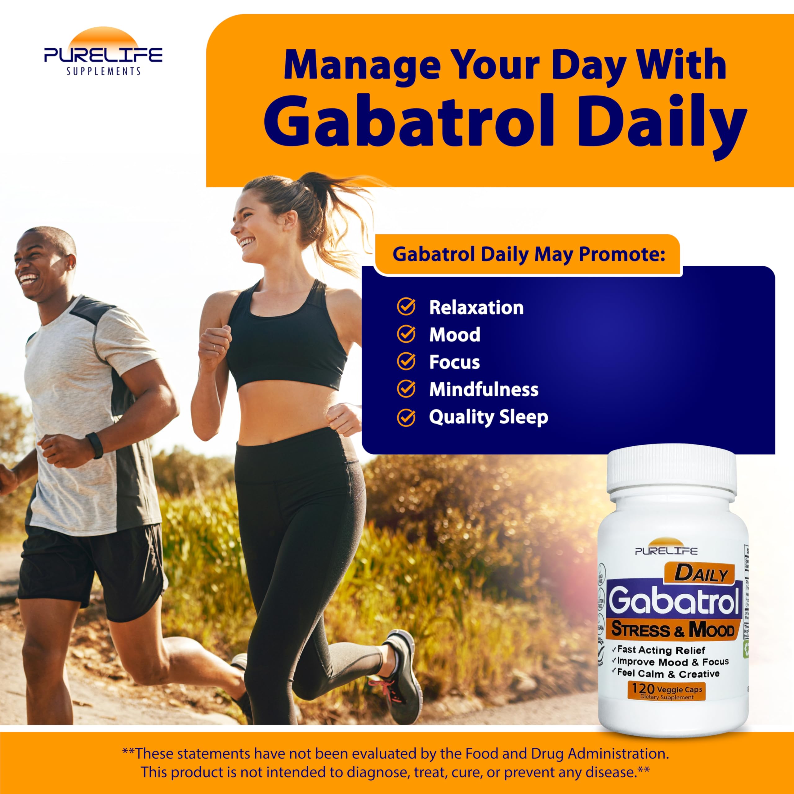 Gabatrol Daily – Plant Based GABA Supplement. Vegetarian and Vegan Friendly (120 Veggie Caps)