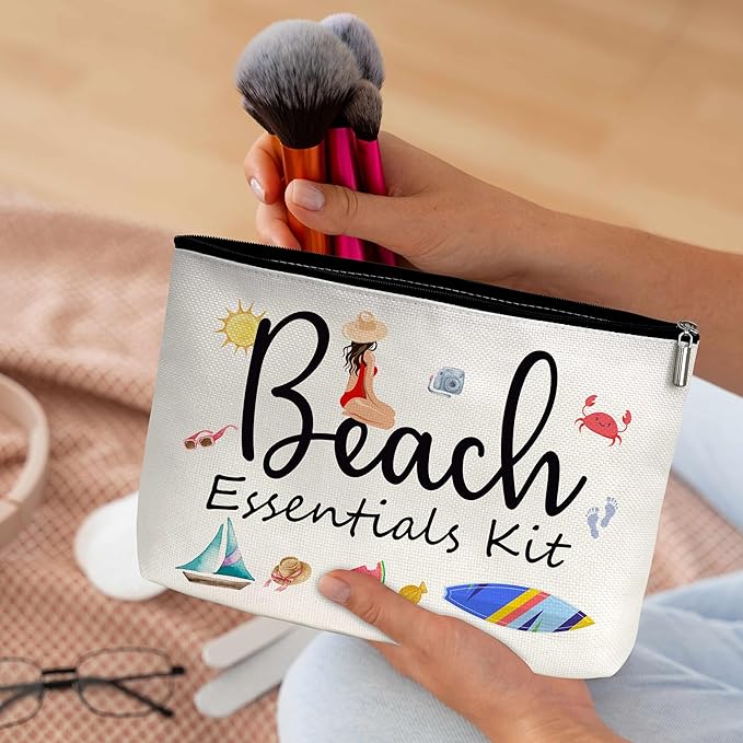 Summer Cosmetic Bag, Cruise Gift Makeup Bag with Zipper for Toiletry Bag Accessories, Beach Lover Gifts for Women Girls Birthday- B14