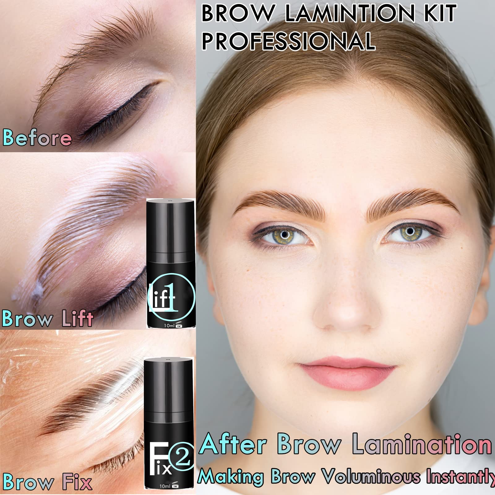 Eyebrow Lamination Kit,Eyebrow Lift Eyelash perm Kit Lasting 8 Weeks With Brush Set for Eyebrows Fuller Voluminous Professional & DIY Home Use (Brow & Lash lift kit)