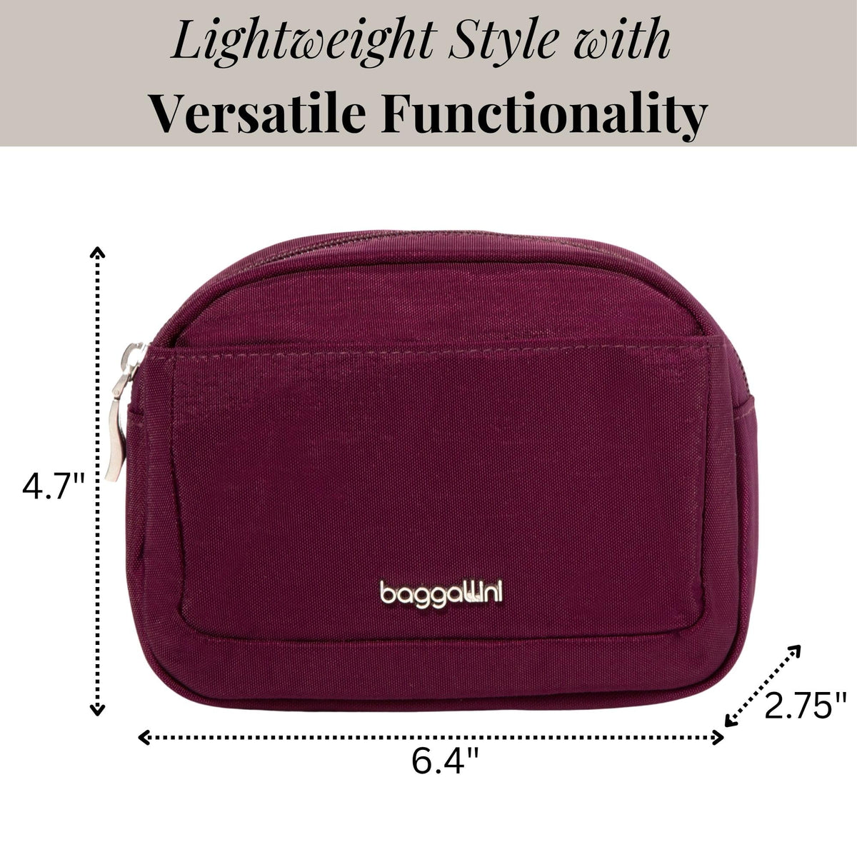 Baggallini Small Cosmetic Pocket - Lightweight 6x4 Inch Makeup Bag - Travel Essentials Makeup Organizer