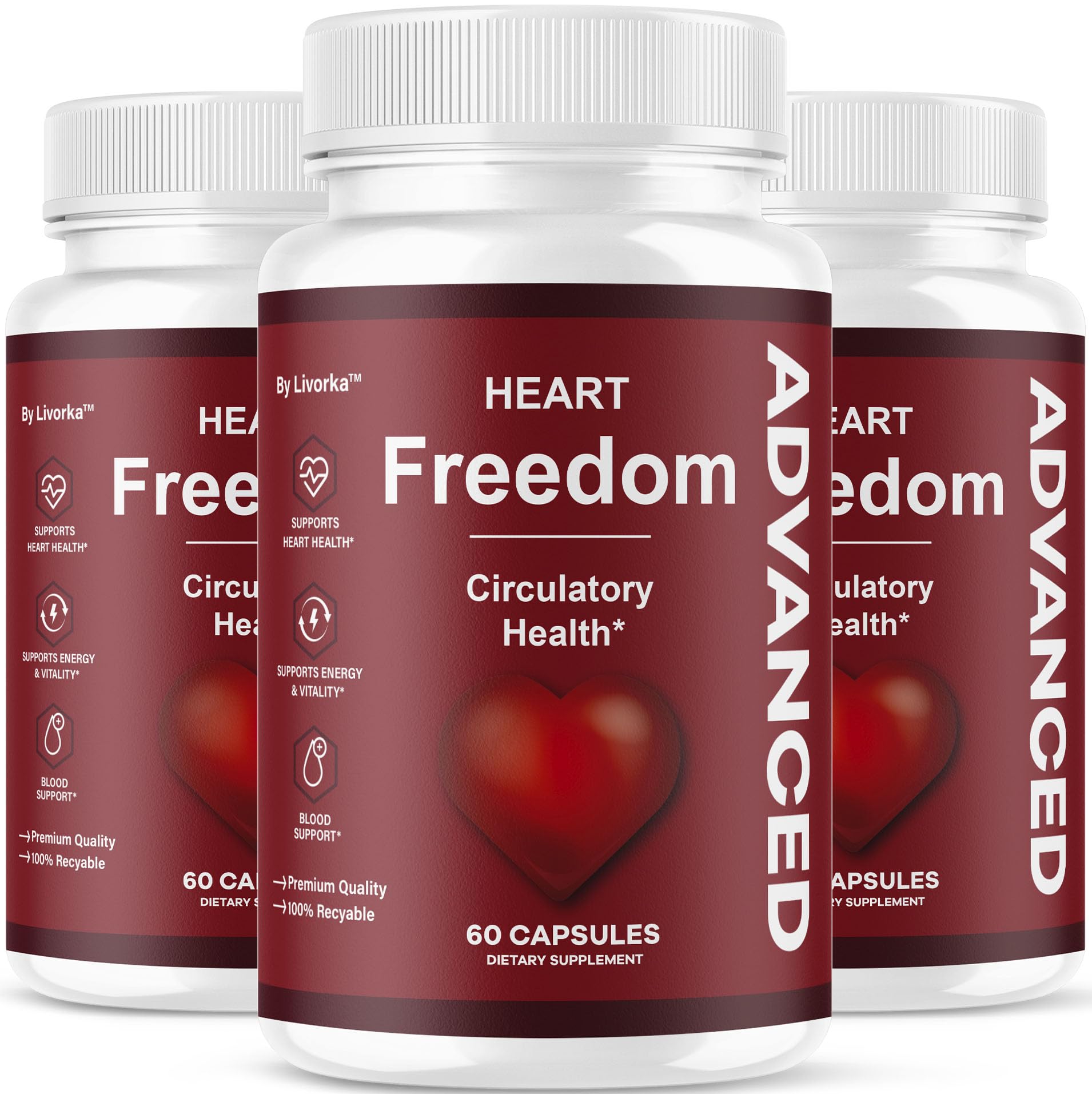 (3 Pack) Heart Freedom - Heart Freedom Capsules, Official HeartFreedom Pills All Natural Ingredients - Maximum Strength, Premium Advanced Formula Support Health & Wellness, 180 Capsules for 3 Months