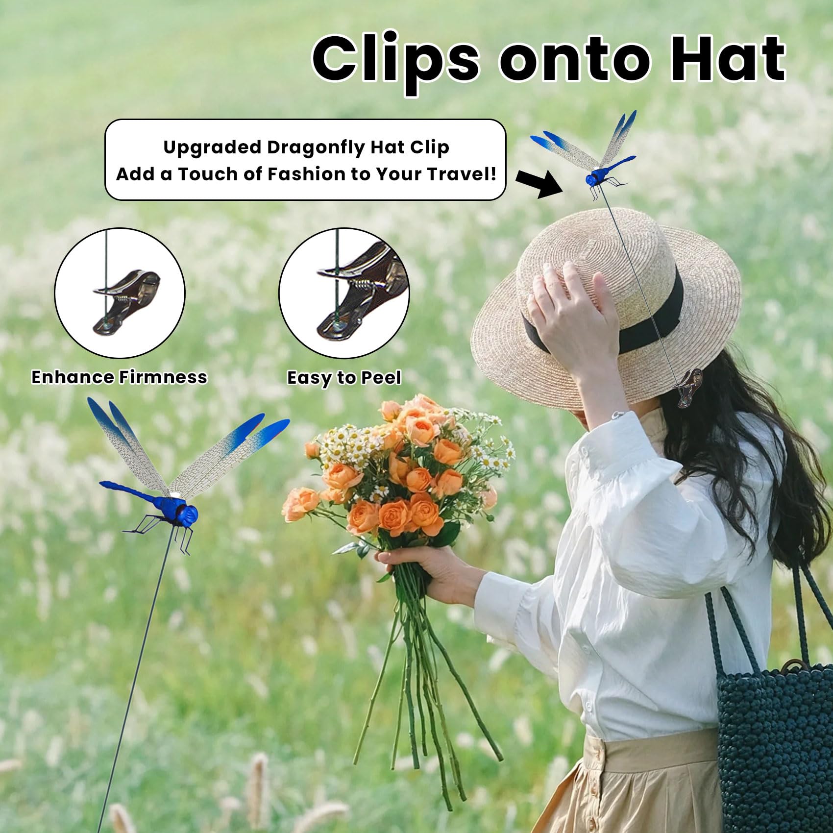 3D Dragon Fly Clip for Bugs, Dragonfly Clips to Keep Bugs Away (24 PCS)