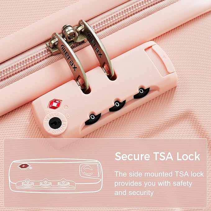 24 Inch Checked Suitcase with TSA Lock Travel Duffel Bag Wet-Dry Toiletry Bag, Pink