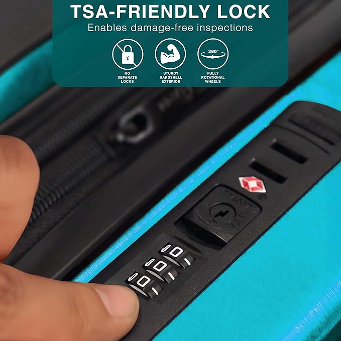 TRAVELARIM 28 Inch Luggage with Spinner Wheels, Hard Shell Suitcase with TSA Locks for Luggage, Travel Large Suitcase, Expandable Hard Shell Suitcases, Teal