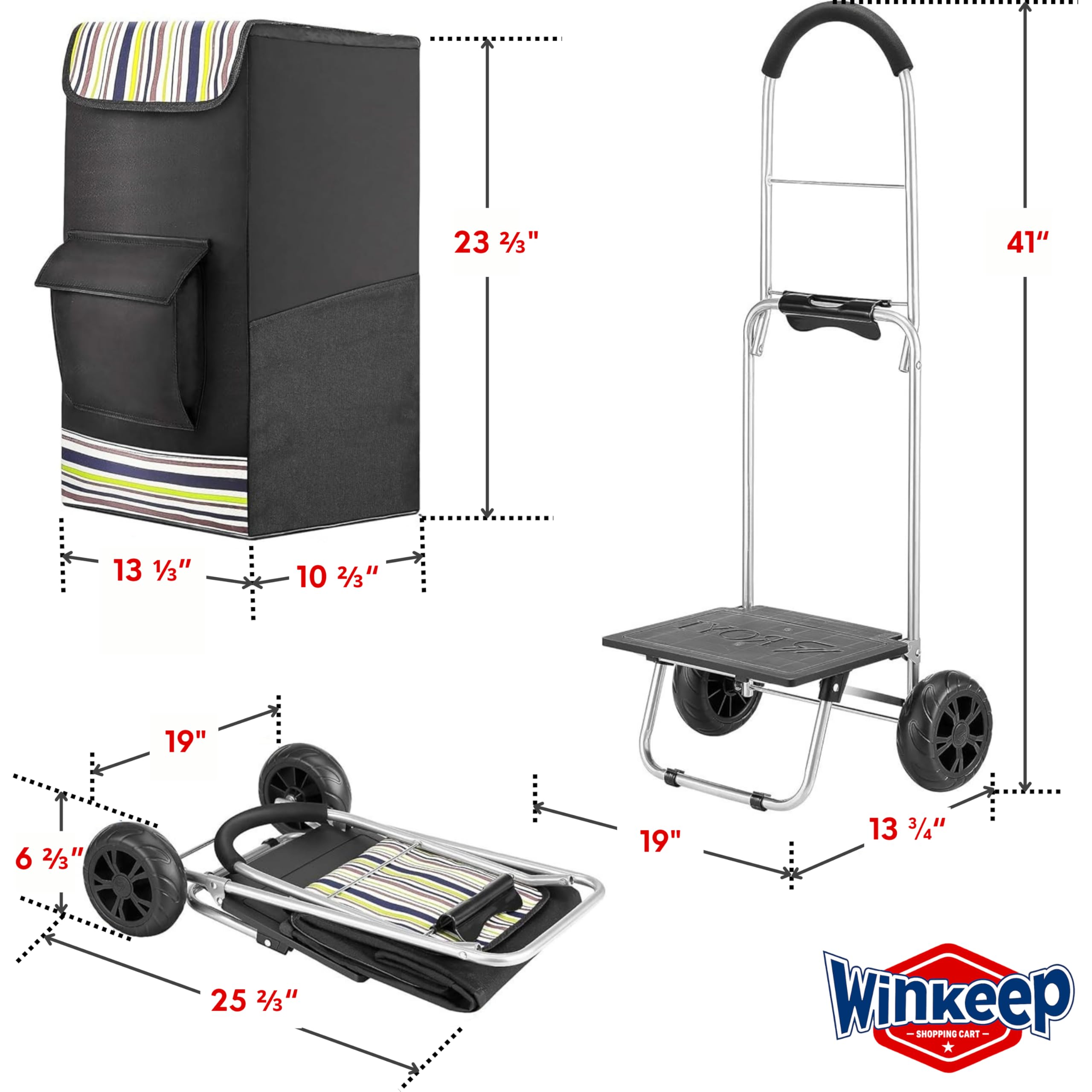 Shopping Cart, Super Loading Grocery Trolley, 220 lbs Capacity, Foldable Cart with Extra Large Black Shopping Bag Portable Grocery Utility Cart With Adjustable Bungee Cord