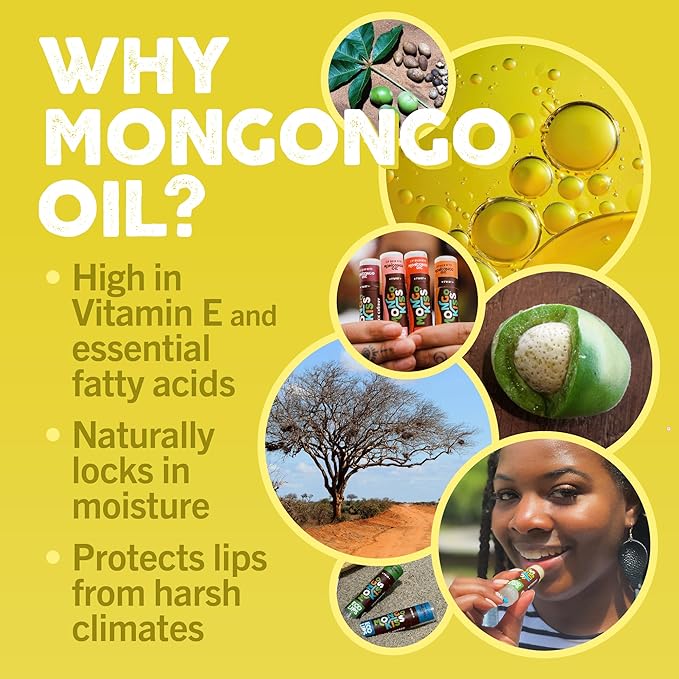 Eco Lips Mongo Kiss Organic Lip Balm 4 Pack - 100 Percent USDA Organic - Soothe, Moisturize Dry, Cracked and Chapped Lips - Made in USA (Peppermint & Vanilla Honey)