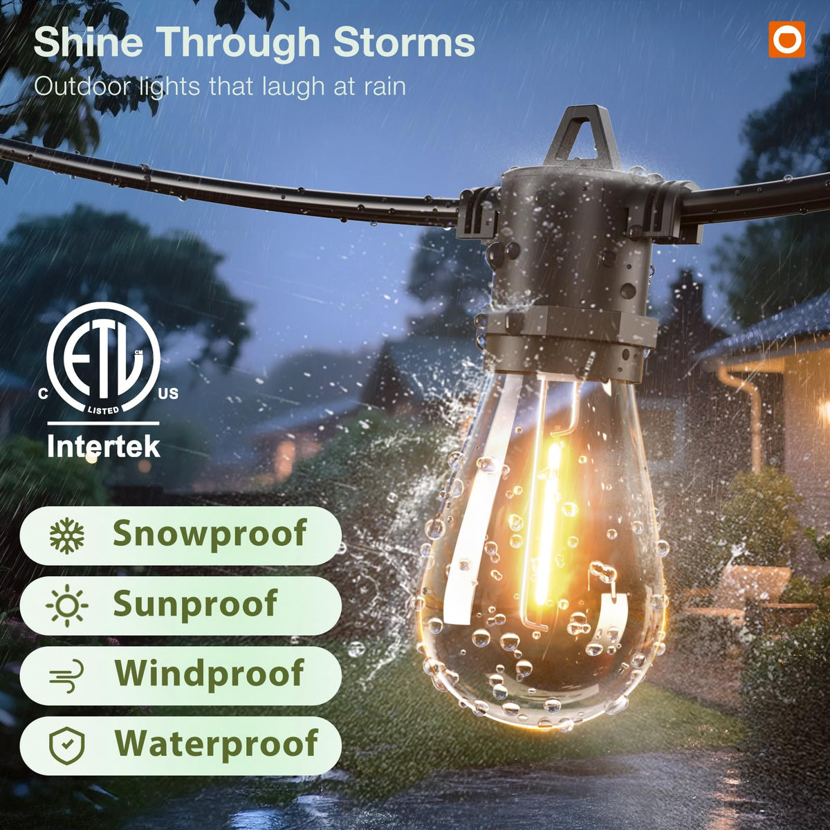 addlon 100FT Outdoor String Lights LED with Remote Dimmable Waterproof