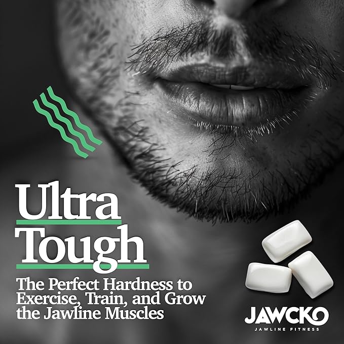 JAWCKO Ultra-Tough Jawline Chewing Gum | Get a Stronger, Squarer Jawline | Watermelon Jaw Training Hard Gum | 15X Strength | Chisel, Sculpt, Tone your Jaw | Facial Fitness Mewing Gum | 40 Pieces/Pack