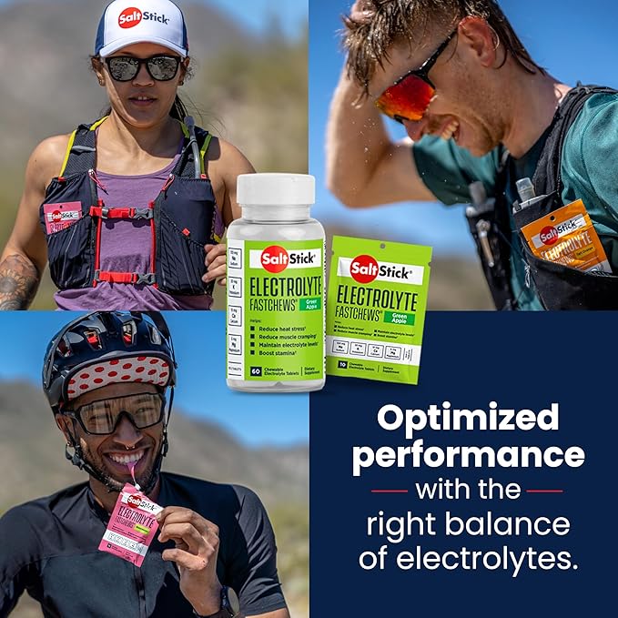 SaltStick Electrolyte FastChews - 120 Count Green Apple Flavor - Electrolyte Tablets for Hydration, Salt Tabs - 10 Count (Pack of 12)
