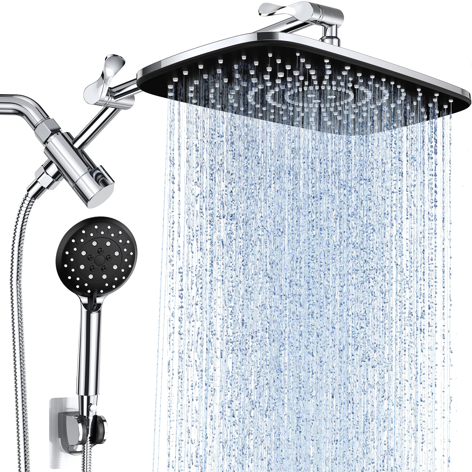 Veken 12" Wide High Pressure Rain Shower Head with Handheld