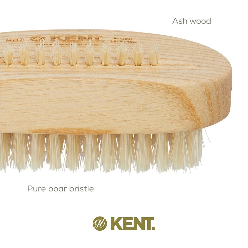 Kent NB3 Natural Bristle Fingernail Brush and Hand Scrub Brush for Nails. Beechwood Finger Nail Brush to Clean Nails and Nail Scrubber Brush for Hands, Feet, Fingernails, and Toenails. Made in England