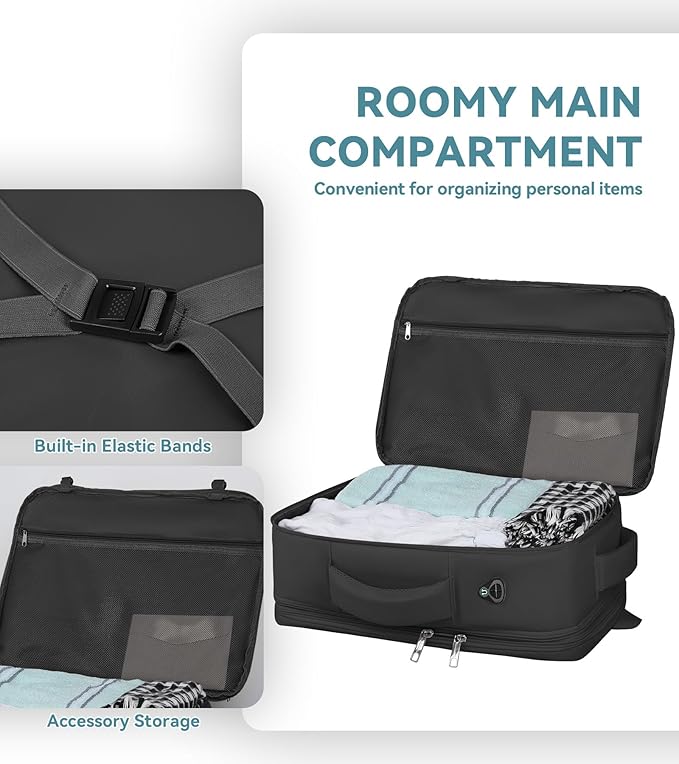 60L Extra Large Travel Laptop Backpack,3XL Expandable Carry On Backpack for Men, Big Capacity Heavy Duty Business Suitcase Daypack Bag Fits 18.4-19 Inch Laptops, Travel Gifts for Men Women, Black