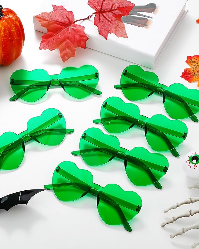 Frienda 20 Pairs Heart Shaped Sunglasses Rimless Candy Color Glasses for Women Men Party Favor