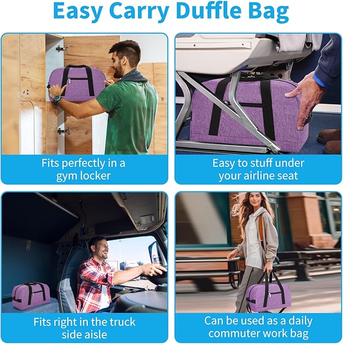Apenze Small Gym Bag 14 inch lightweight Carry On Mini Duffel Bag for Travel Sport - Lavender Purple