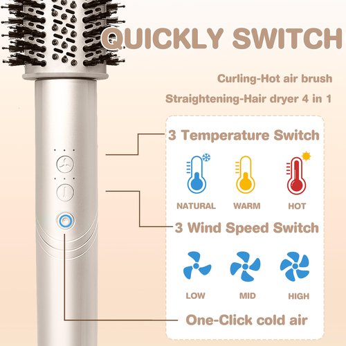 Hair Dryer Brush and 8 in 1 Hair Styler, Blow Dryer Brush with 110,000 RPM High-Speed Negative Ion, Multi Hair Styler with HD Digital Display for Fast Drying Straightening Curling (Black)