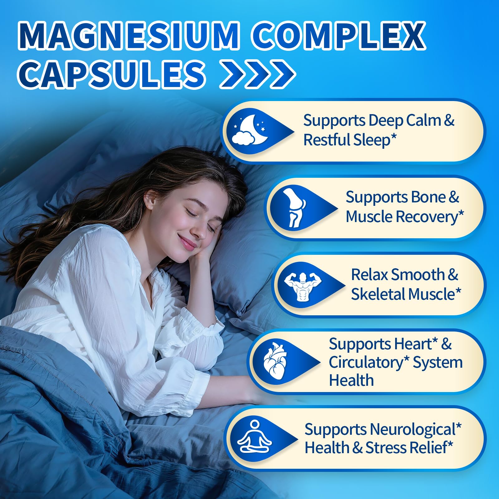 3 Pack Triple Magnesium Complex - Magnesium Glycinate 400mg, Malate, Citrate, High Absorption Chelated Magnesium Supplement