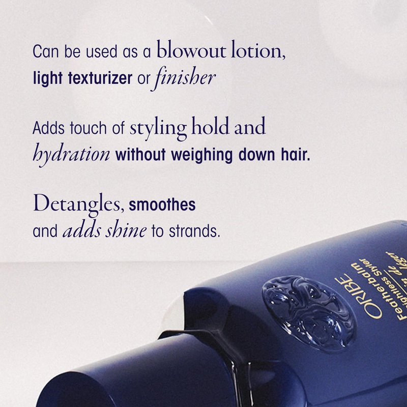 Oribe Featherbalm Weightless Styler - Lightweight Hair Cream Detangles, Smooths & Adds Shine - Blowout Primer, Air Dry Cream & Light Texturizer - For Fine, Thin Hair - 3.4 oz
