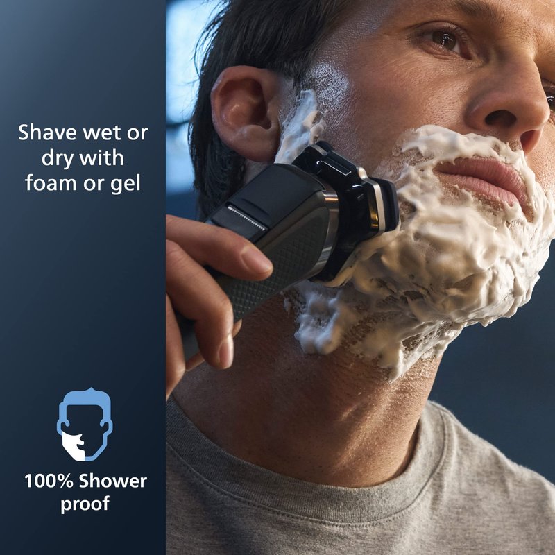 Philips Norelco Shaver 7300, Rechargeable Wet & Dry Electric Shaver with SenseIQ Technology, Pop-up Trimmer, Charging Stand, Click-on Nose Trimmer, & Travel Case, S7887/92