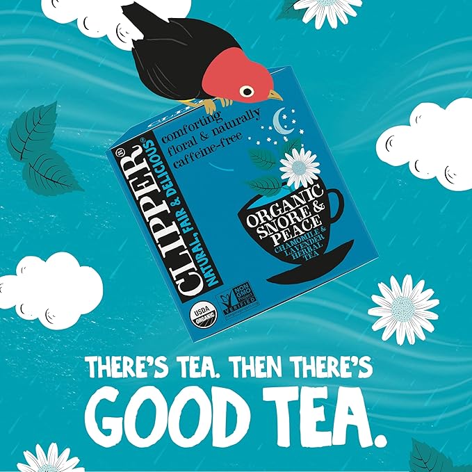 Clipper Tea Snore and Peace Chamomile & Lavender Herbal Tea – Caffeine Free, USDA Organic, Great Hot or Iced – Comfortingly Floral, Natural, Fair & Delicious – 200 Tea Bags