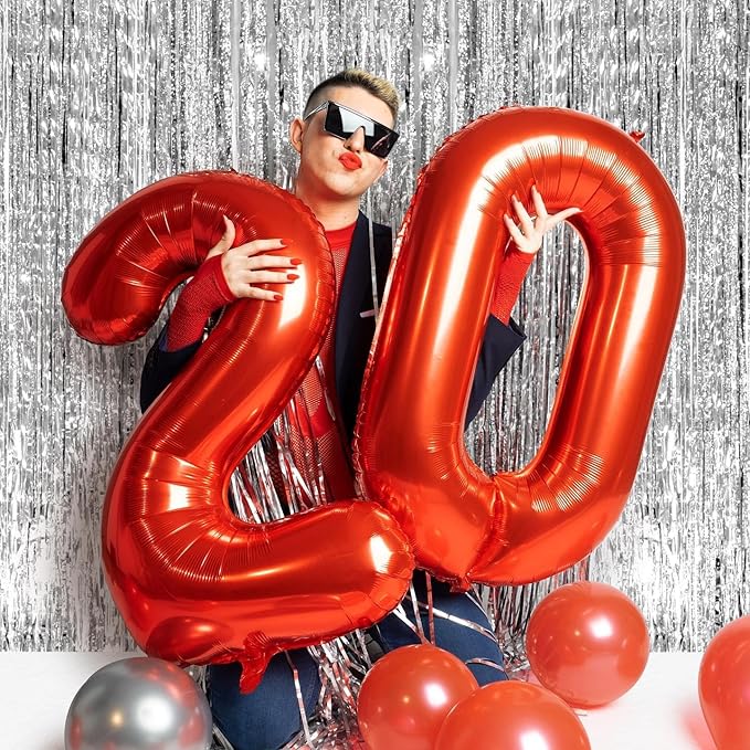 Red Number 0 Balloon 40 Inch, 0 Balloon Numberfor 10th 20th 30th 40th 50th 60th Birthday Decorations, Red Party Supplies for Men Women