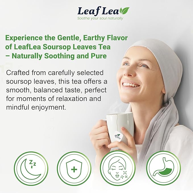 LeafLea 240 Premium Soursop Leaf Tea Bags, 100% Dried Soursop Graviola Leaves with a Smooth, Earthy Flavor, Hoja Guanabana Leaf Herbal Tea Bags for Natural Digestion Support, No Caffeine, Sugar-Free