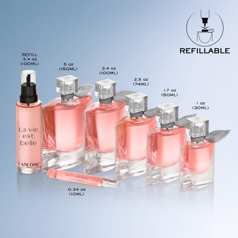 Lancôme La Vie Est Belle Eau de Parfum - Long Lasting Fragrance with Notes of Iris, Earthy Patchouli, Warm Vanilla & Spun Sugar - Floral & Sweet Women's Perfume, 0.34 Fl Oz