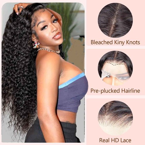 SODLIS 5x5 HD Lace Closure Wigs Human Hair Wear And Go Glueless Wigs Human Hair Pre Plucked With Baby Hair Ready to Go Deep Wave Lace Front Wigs Human Hair for Women (Black, 22 Inch, Curly)