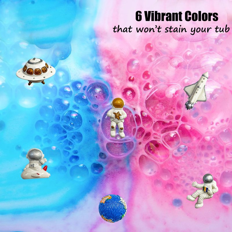 Galaxy Bath Bombs for Kids with Surprise Inside - Organic Bubble Bath Bombs with Educational Outer Space Planet Toys. Gentle, Natural & Kids Friendly - Birthday Gifts for Boys, Toddlers, Girls