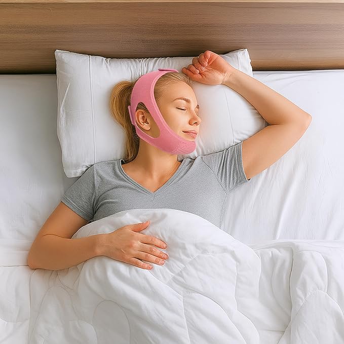 Chin Strap for CPAP Users | Comfortable Mouth Support to Encourage Closed Mouth Positioning Nasal Breathing for Men and Women Who Breathe Through The Mouth During Sleep by PIDOTI (Pink, S-M)