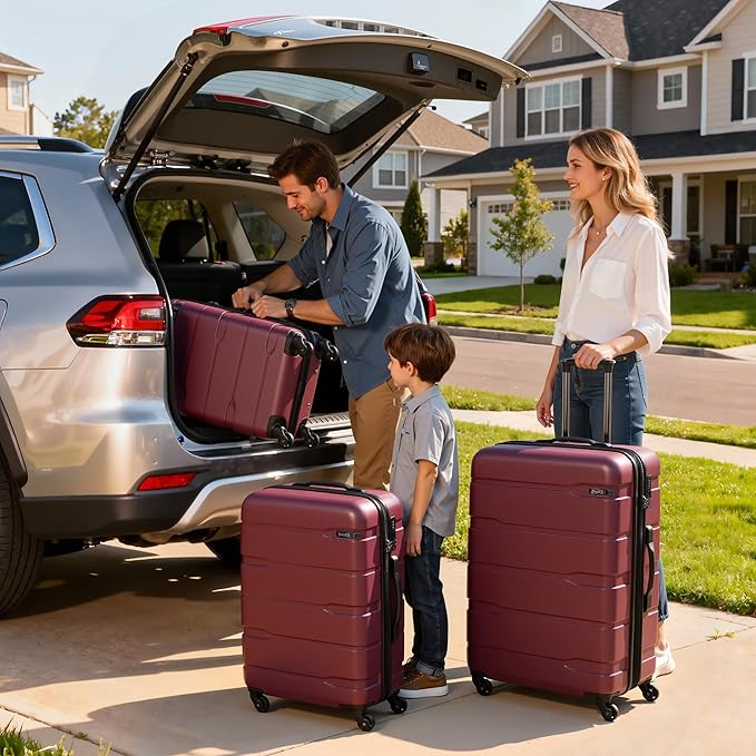 Coolife Carry On Luggage 22x14x9 Airline Approved Hardside PC+ABS Suitcase with TSA Lock, Lightweight Rolling Travel Luggage with Spinner Wheels(Radiant Pink, 20in)
