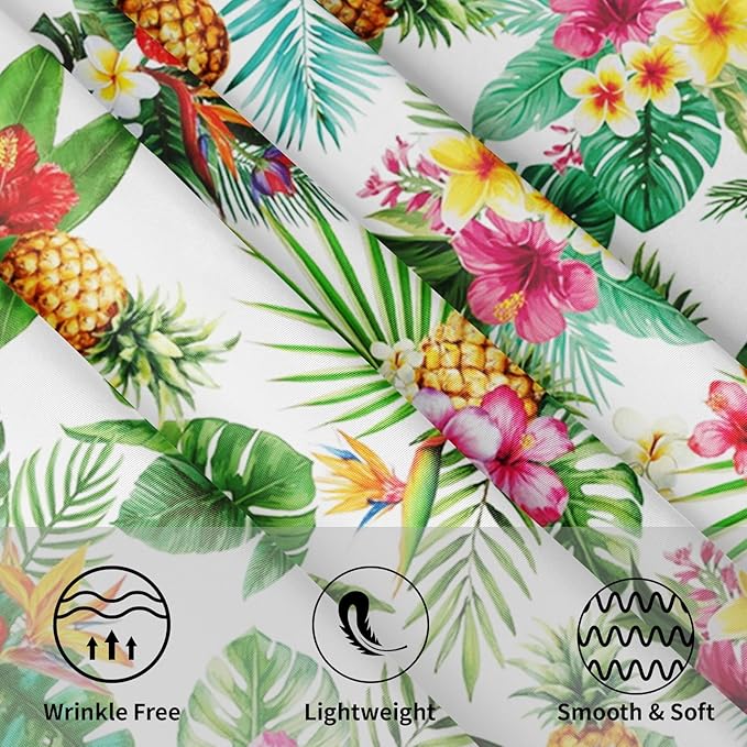 Summer Tropical Pineapple Round Tablecloth 70 Inch Green Hawaiian Palm Leaf Circle Table Cloth Floral Table Cover Washable Polyester Decorations for Kitchen Dinning Room Party