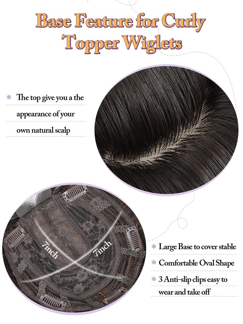 PANEWAY Hair Topper 20 Inch Synthetic Wavy Clip-In Topper for Daily Wear, Instant Volume & Length, Breathable for All-Day Comfort, Perfect for Thinning Hair (Brunette Brown Balayge with Dark Root)