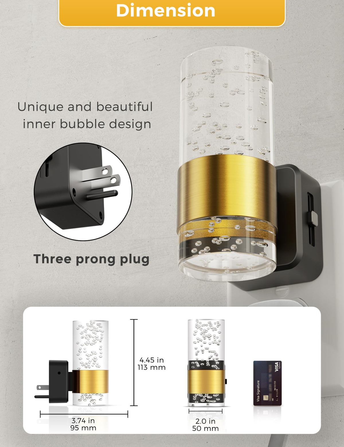 L LOHAS LED Night Light,Dimmable Night Lights Plug into Wall, 2 Pack Acrylic Nightlight with 0-100 LM Adjustable Brightness, 3000K Plug in Night Light with Dusk to Dawn Sensor, for Bathroom Hallway