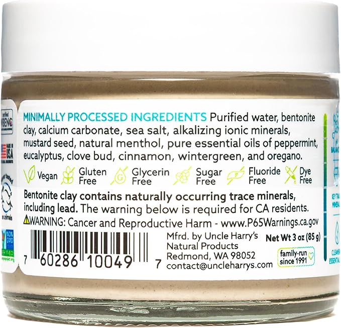 Uncle Harry's Spearmint Remineralizing Toothpaste | Natural Whitening Tooth Paste Freshens Breath & Promotes Enamel | Vegan Fluoride Free Toothpaste Pack of 4