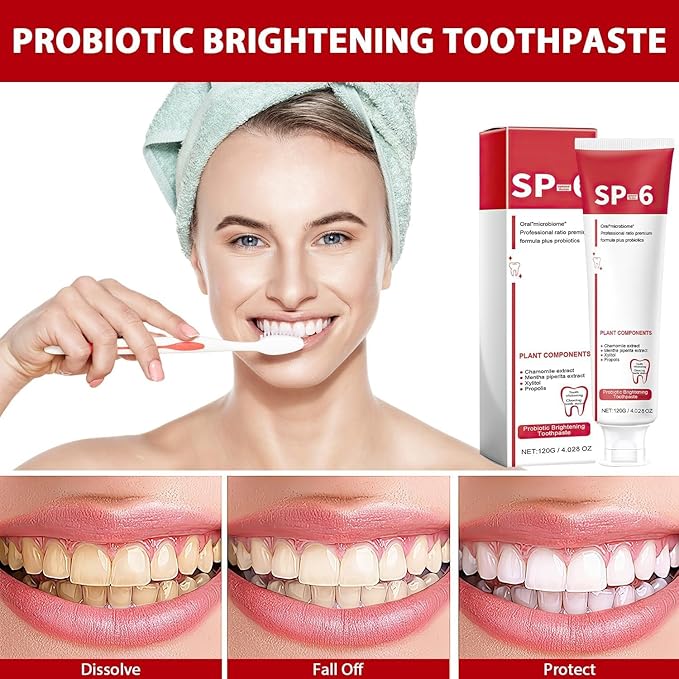 2Pcs Sp-6 Ultra Whitening, Sp-6 Probiotic Whitening Toothpaste, Deep Cleaning Care Toothpaste 120g